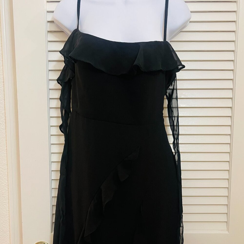 Barbie x Azazie Black Ruffle Slit Maxi Dress A4 - Picture 4 of 11